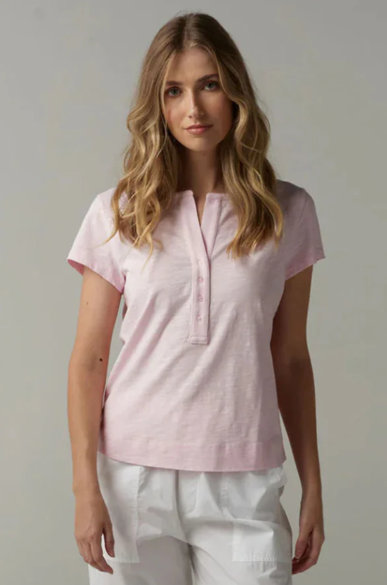 CLOTH PAPER SCISSORS HENLEY TEE PINK TOUCH