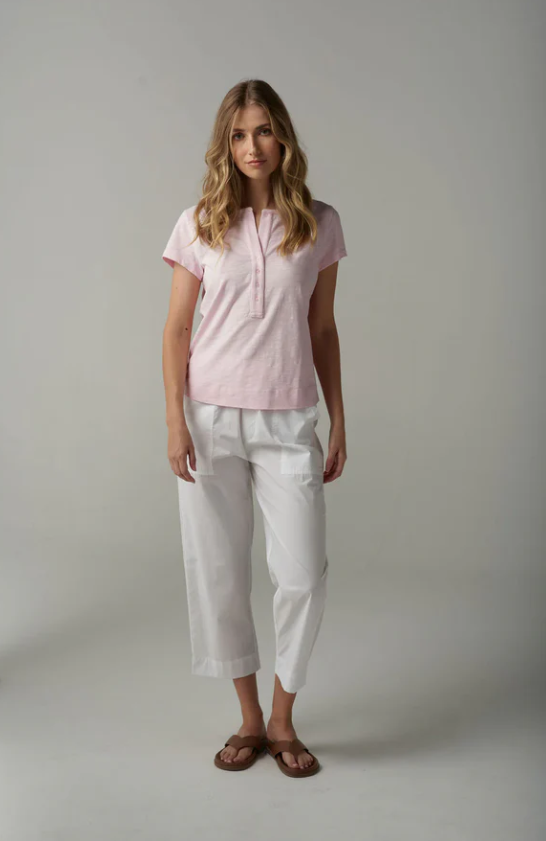 CLOTH PAPER SCISSORS HENLEY TEE PINK TOUCH