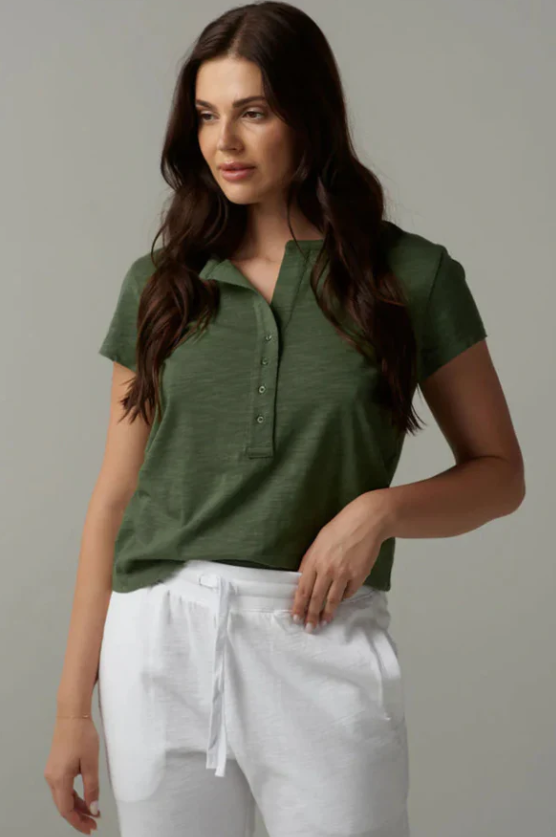 CLOTH + PAPER+ SCISSORS HENLEY TEE FAIRWAY GREEN
