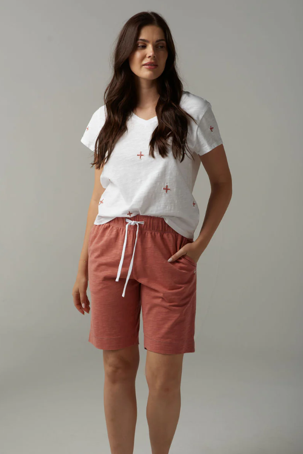 CLOTH +PAPER+SCISSORS CROSS V NECK TEE