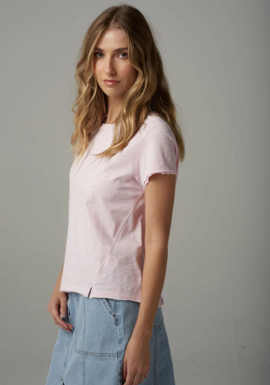 CLOTH+PAPER+SCISSORS FRONT SPLIT TEE PINK TOUCH