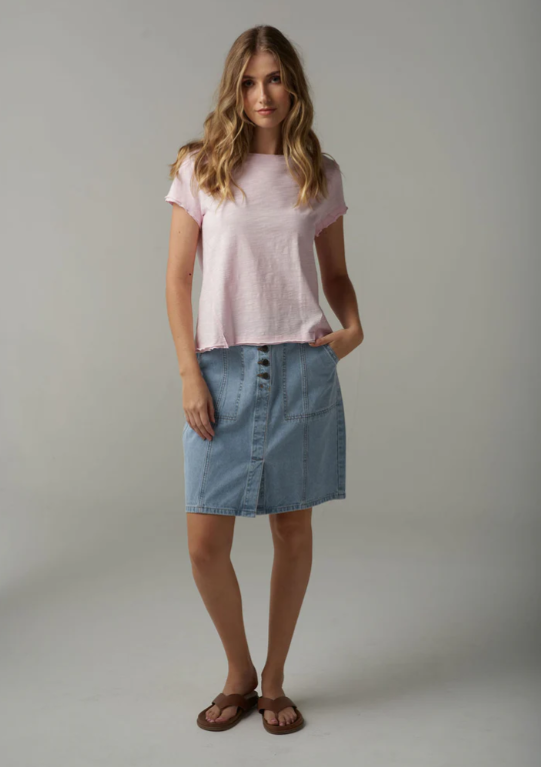 CLOTH+PAPER+SCISSORS FRONT SPLIT TEE PINK TOUCH