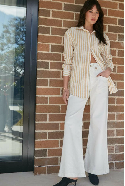 DRICOPER FINLEY LOOSE STRIPE SHIRT YELLOW