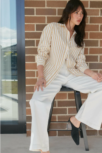 DRICOPER FINLEY LOOSE STRIPE SHIRT YELLOW