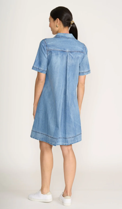 FOIL JEAN-IOUS DRESS BLUE WASH