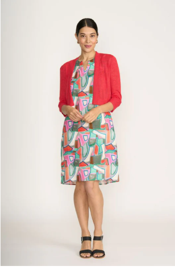 FOIL HEADLINER SHRUG POPPY RED