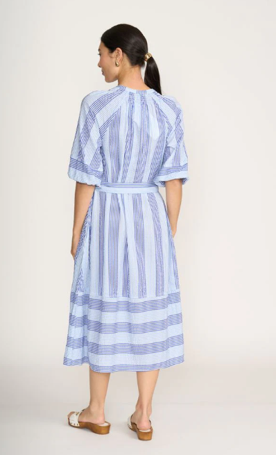 FOIL SET THE TONE DRESS DENIM STRIPE MIX