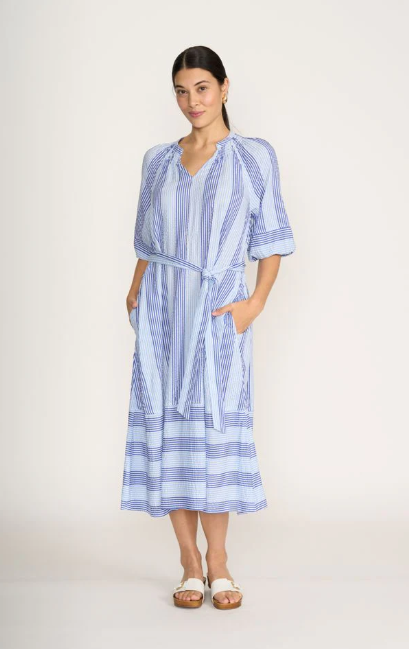 FOIL SET THE TONE DRESS DENIM STRIPE MIX