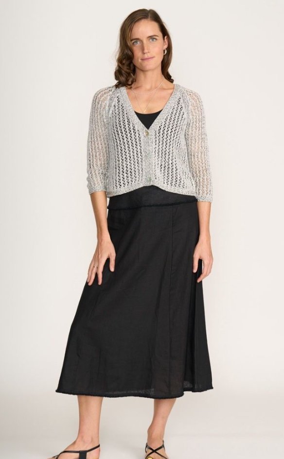 FOIL HOLEY CHIC CARDI BLACK/WHITE