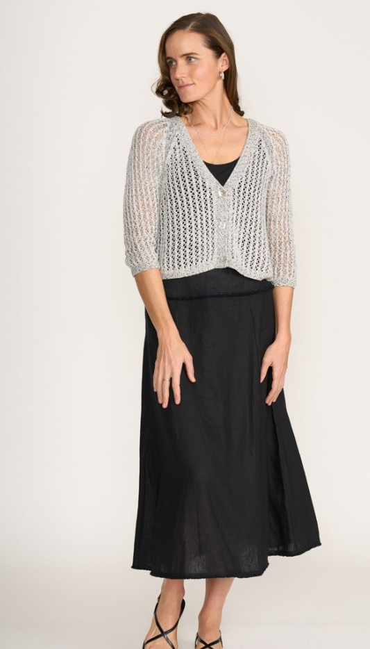 FOIL HOLEY CHIC CARDI BLACK/WHITE