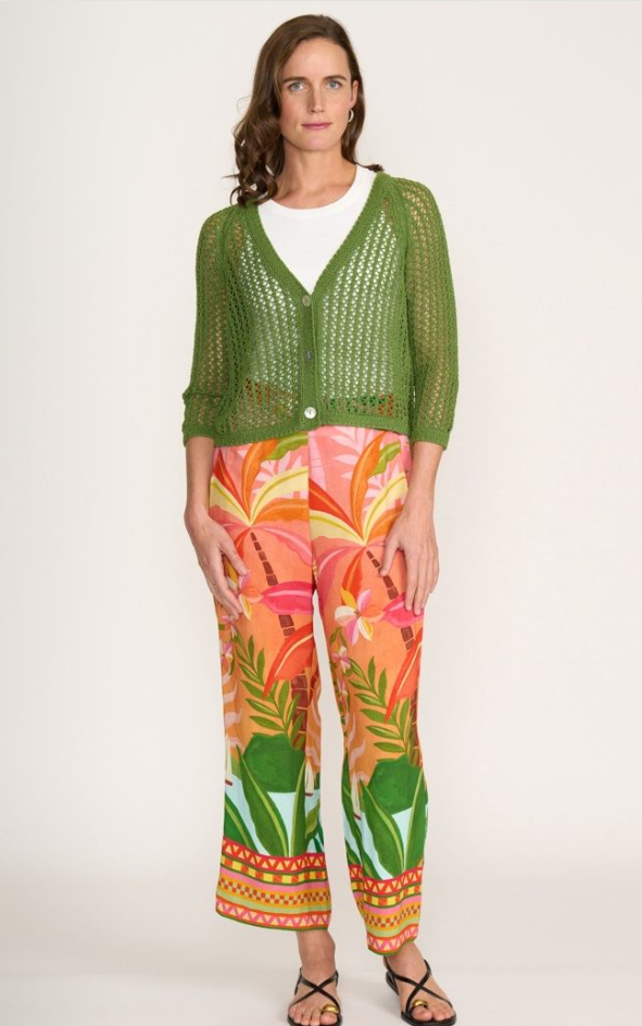 FOIL HOLEY CHIC CARDI LEAF