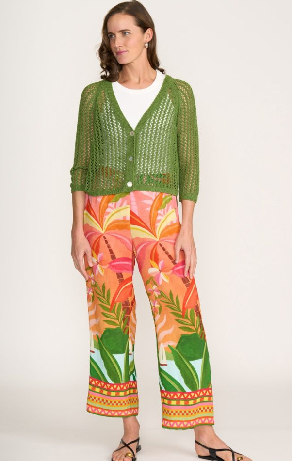 FOIL HOLEY CHIC CARDI LEAF