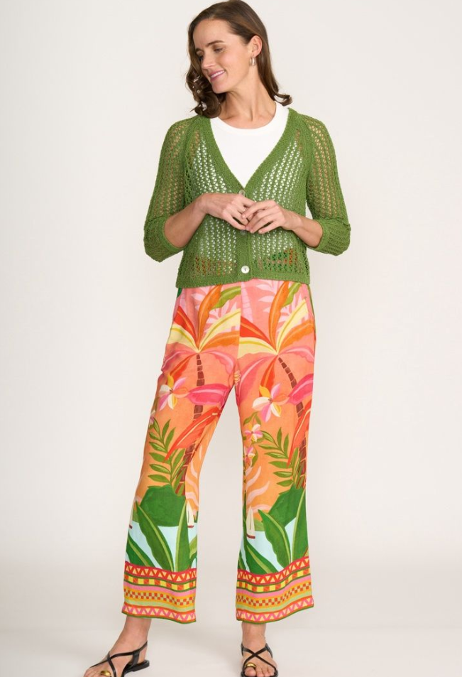 FOIL HOLEY CHIC CARDI LEAF