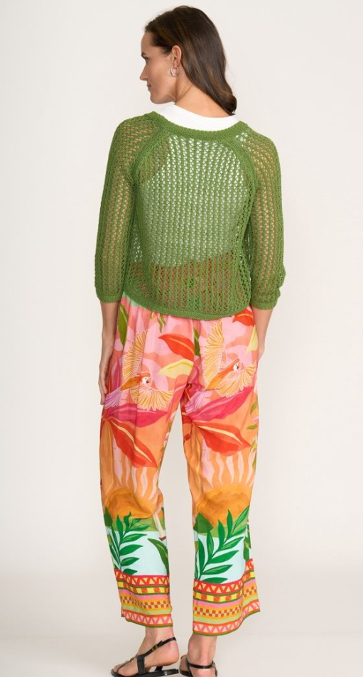 FOIL HOLEY CHIC CARDI LEAF