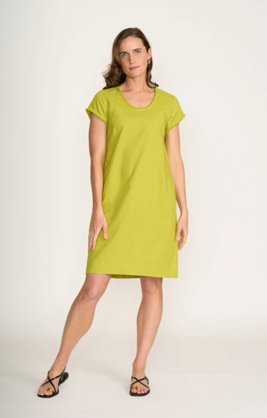 FOIL FESTIVAL DRESS CHARTREUSE