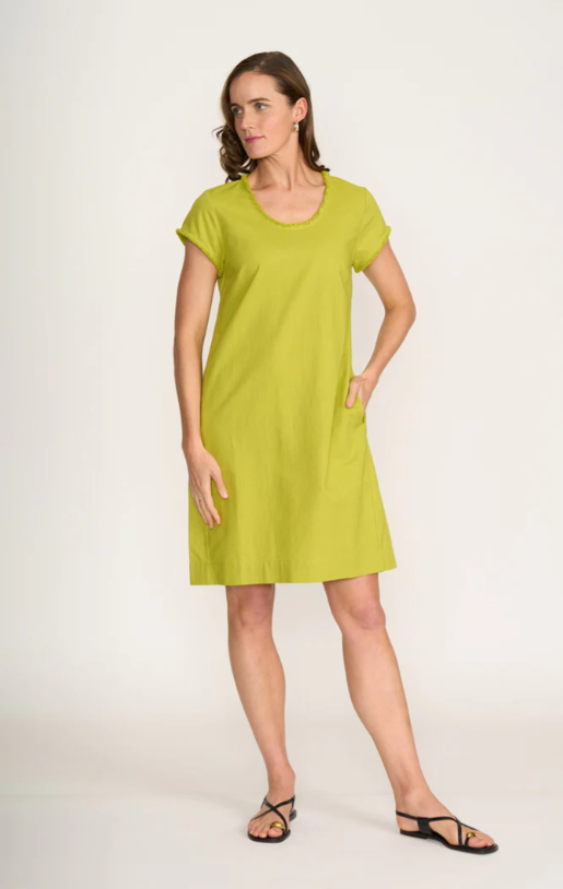 FOIL FESTIVAL DRESS CHARTREUSE