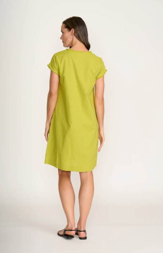 FOIL FESTIVAL DRESS CHARTREUSE