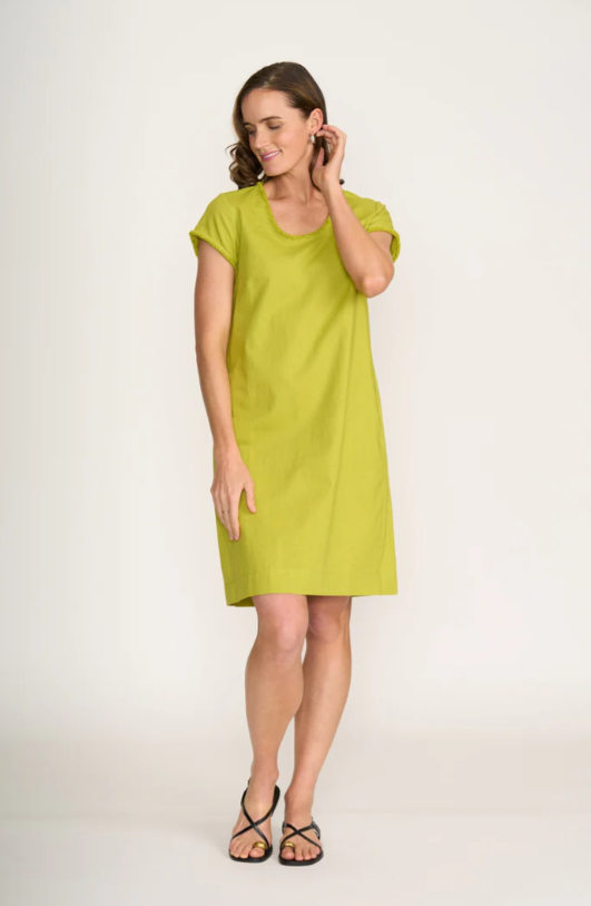 FOIL FESTIVAL DRESS CHARTREUSE