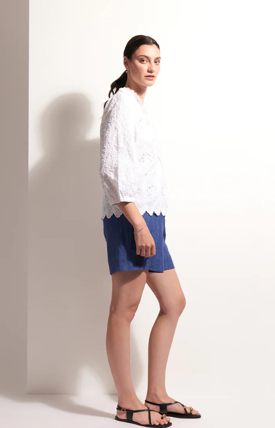 FOIL LOVE WEAVE TOP WHITE TEXTURE