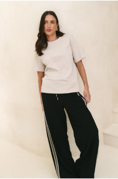 STORIES BE TOLD BLACK STRIPE WIDE LEG PANTS