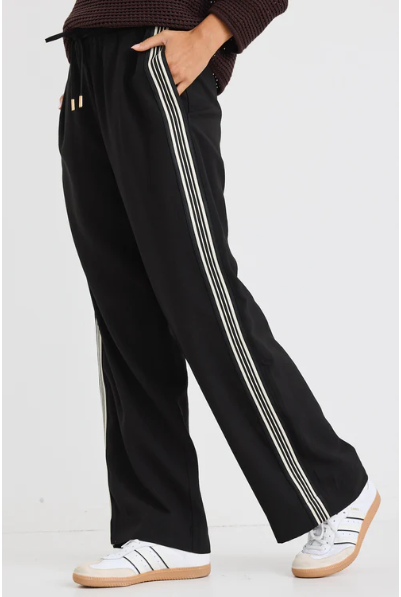 STORIES BE TOLD BLACK STRIPE WIDE LEG PANTS