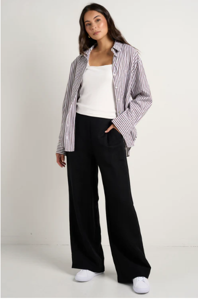 STORIES BE TOLD CHOCOLATE STRIPE COTTON SHIRT
