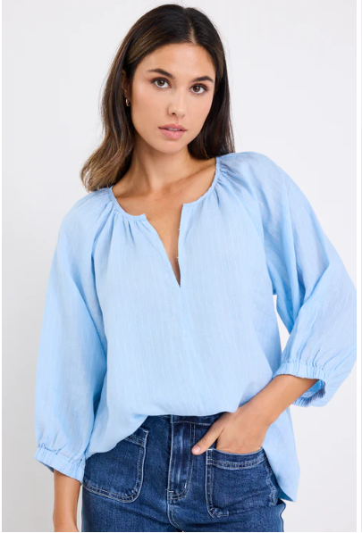 RE UNION SKY BLUE STRIPELINEN SHIRT
