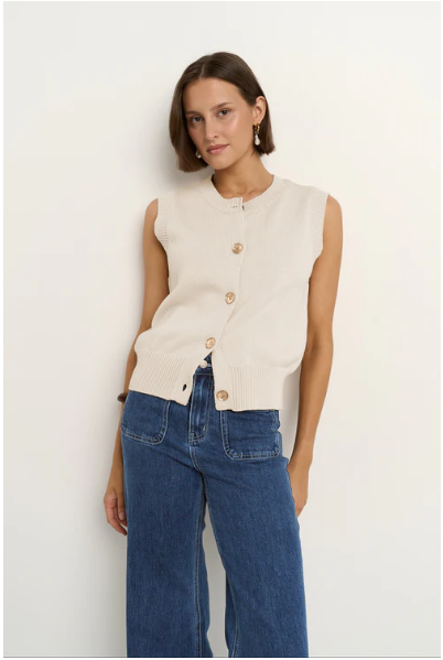 STORIES BY TOLD TRAIT IVORY KNITTED VEST