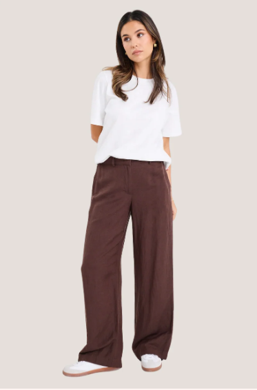RE UNION COCOLATE LINEN FLAT FRONT PANTS