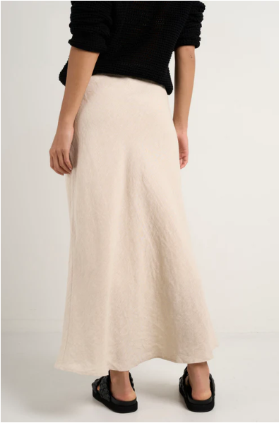 RE UNION BLISS BIAS NATURAL LINEN SKIRT NATURAL