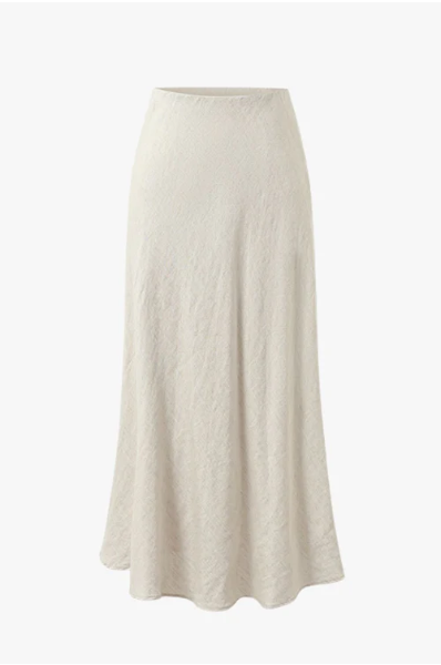 RE UNION BLISS BIAS NATURAL LINEN SKIRT NATURAL