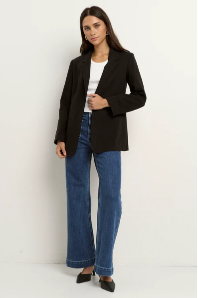 RE:UNION ATLANTIC BLACK LYOCELL COTTON CLASSIC  BLAZER