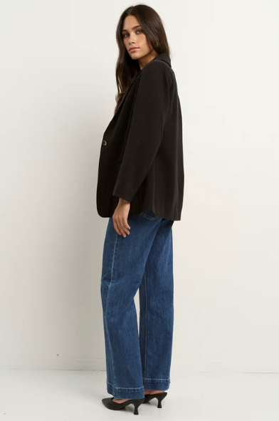 RE:UNION ATLANTIC BLACK LYOCELL COTTON CLASSIC  BLAZER