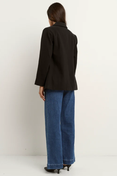 RE:UNION ATLANTIC BLACK LYOCELL COTTON CLASSIC  BLAZER