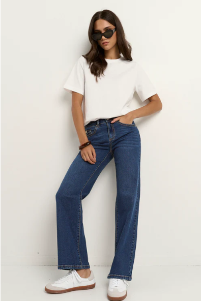 IVY & JACK HUDSON MID BLUE MID RISE STRAIGHT LEG JEAN
