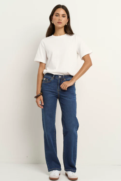 IVY & JACK HUDSON MID BLUE MID RISE STRAIGHT LEG JEAN