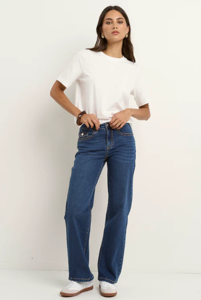 IVY & JACK HUDSON MID BLUE MID RISE STRAIGHT LEG JEAN