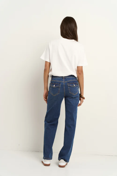 IVY & JACK HUDSON MID BLUE MID RISE STRAIGHT LEG JEAN