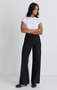 AMONG THE BRAVE ZOEY BLACK TAILORED HIGH RISE WIDE LEG POCKET PANTS