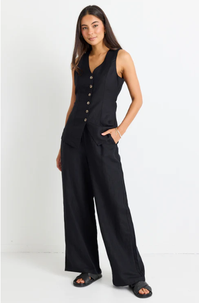 AMONG THE BRAVE EIFFEL BLACK LONGLINE VEST