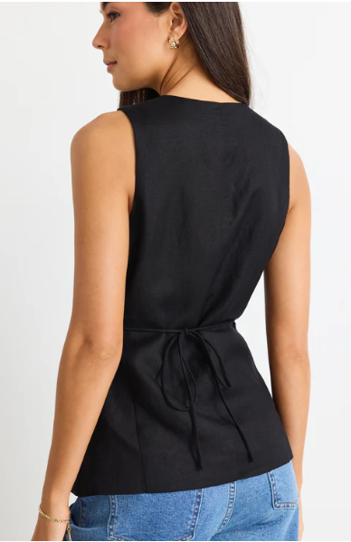AMONG THE BRAVE EIFFEL BLACK LONGLINE VEST