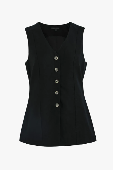 AMONG THE BRAVE EIFFEL BLACK LONGLINE VEST