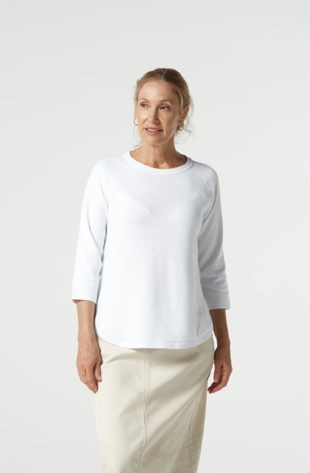 GOONDIWINDI 3/4 SLEEVE RAGLAN JUMPER OPTICAL WHITE
