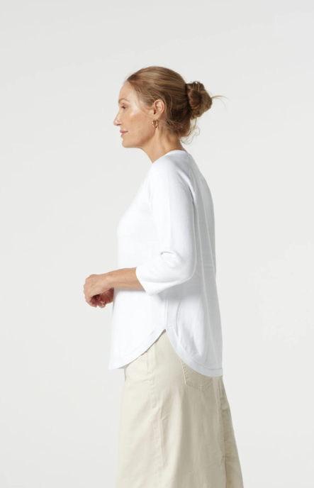 GOONDIWINDI 3/4 SLEEVE RAGLAN JUMPER OPTICAL WHITE