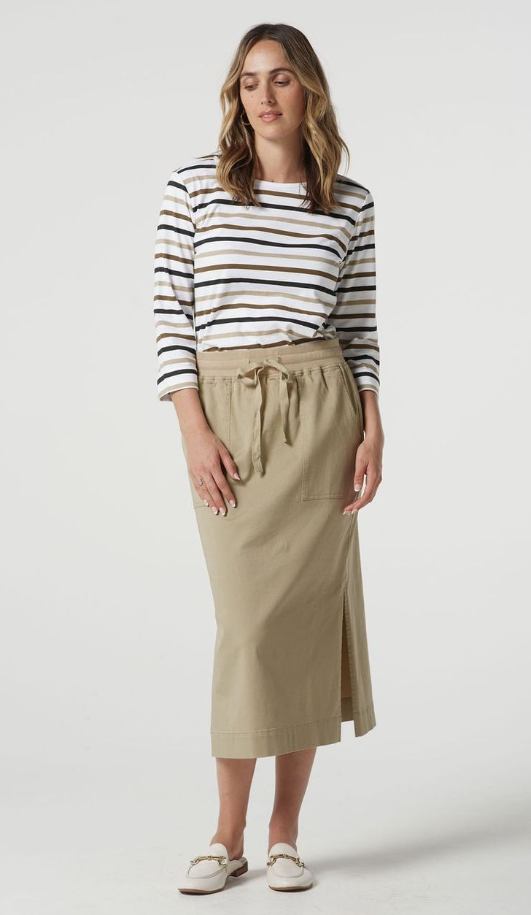 GOONDIWINDI MULTI STRIPE TEE OTTER