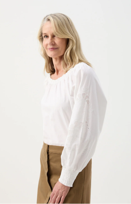 GOONDIWINDI EMBROIDED SLEEVE BLOUSE