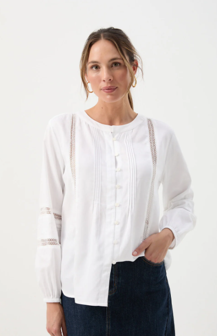 GOONDIWINDI EMBROIDED COTTON  LACE BLOUSE