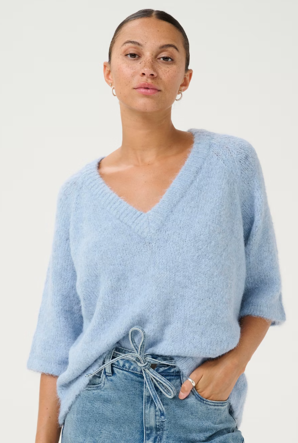 KAFFE KAEMILIE V NECK SOFT CHAMBRAY
