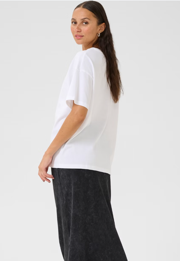 KAFFE PIRRE  WHITE COTTON T-SHIRT