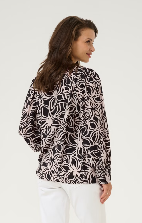 KAFFE KAHANNAH BLOUSE BLACK/LIGHT BEIGE FLOWER